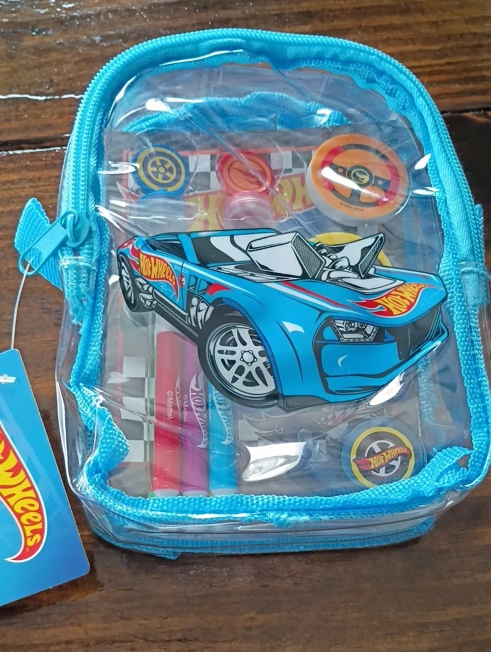 Hot Wheels Clear Toy Pouch with Blue Car Graphic